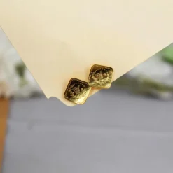 22K Heritage Square Lira Stud Earrings - 8.4g - Sultan Gold - أقراط ليرة مربعة ذهب عيار 22 - 8.4 غرام - ذهب السلطان