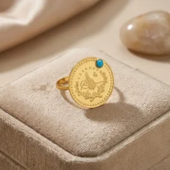 22K Heritage Leera Coin Ring - 9.51g - Sultan Gold - خاتم ليرة ذهب تراثي عيار 22 - 9.51 غرام - ذهب السلطان