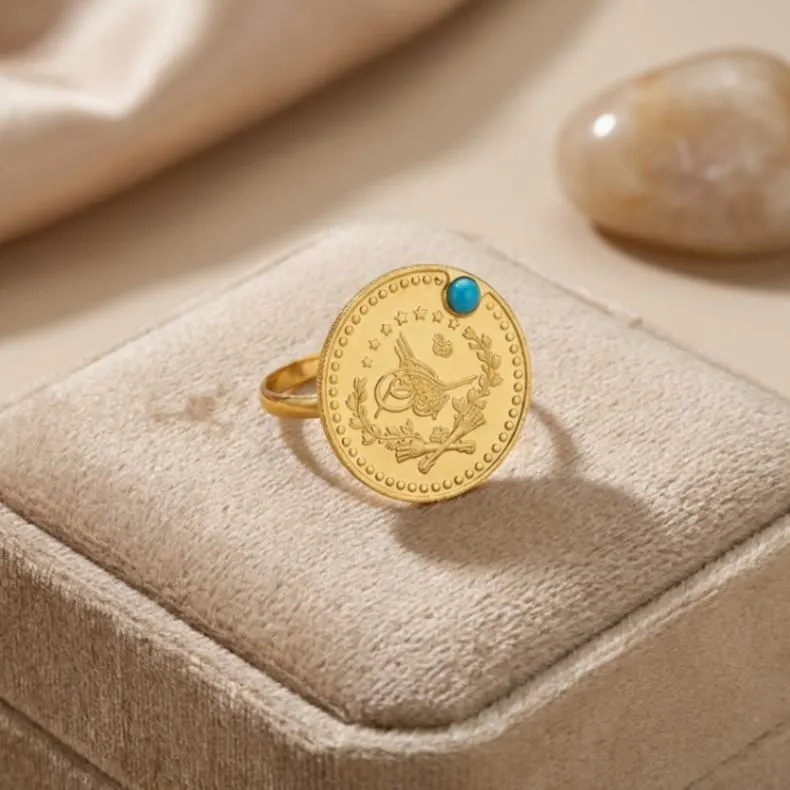 22K Heritage Leera Coin Ring - 9.51g - Sultan Gold - خاتم ليرة ذهب تراثي عيار 22 - 9.51 غرام - ذهب السلطان