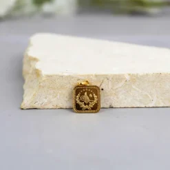 22K Heritage Square Half Lira Coin Pendant - 4.81g - Sultan Gold - تعليقة نصف ليرة مربعة ذهب عيار 22 - 4.81 غرام - ذهب السلطان