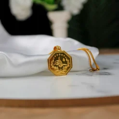 22K Heritage Octagonal Quarter Lira Pendant - 2.13g - Sultan Gold - تعليقة ربع ليرة مثمنة ذهب عيار 22 - 2.13 غرام - ذهب السلطان