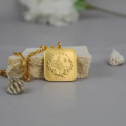 22K Heritage Square Lira Coin Pendant - 7.66g - Sultan Gold - تعليقة ليرة مربعة ذهب عيار 22 - 7.66 غرام - ذهب السلطان