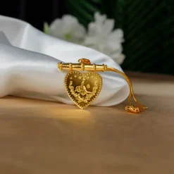 22K Heritage Lira Heart Bar Pendant - 9.61g - Sultan Gold - تعليقة ليرة شكل قلب ذهب عيار 22 - 9.61 غرام - ذهب السلطان