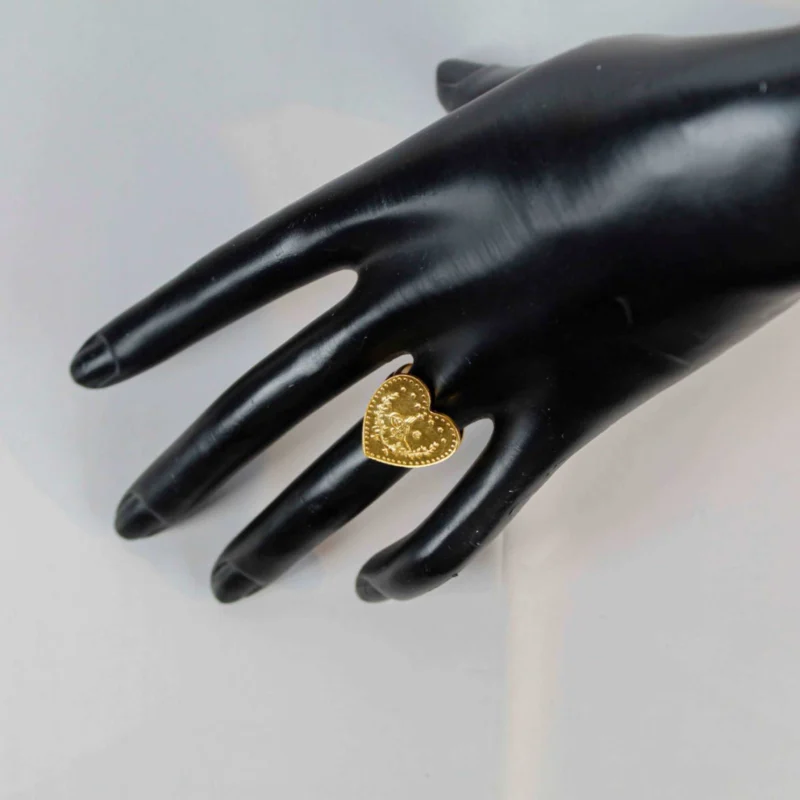 22K Heritage Lira Heart Coin Ring - 9.91g - Sultan Gold - خاتم ليرة شكل قلب ذهب عيار 22 - 9.91 غرام - ذهب السلطان