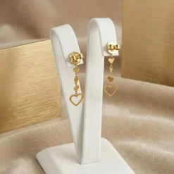 21K Gold Tiered Heart Drop Earrings - 1.55g - Sultan Gold - أقراط قلوب متدلية ذهب عيار 21 - 1.55 غرام - ذهب السلطان