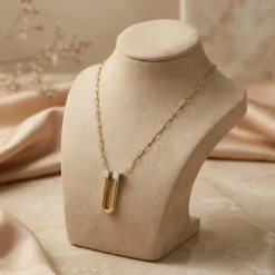 21K Two-Tone U-Link Horseshoe Necklace - 4.55g - Sultan Gold - عقد حدوة حصان لونين ذهب عيار 21 - 4.55 غرام - ذهب السلطان