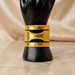 21K Wide Cutout Luxury Gold Cuff - 79.54g - Sultan Gold - سوار كف عريض ذهب ملكي عيار 21 - 79.54 غرام - ذهب السلطان
