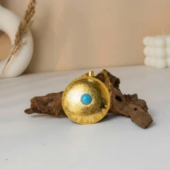 21K Turquoise Sunburst Heritage Gold Ring - 28.71g - Sultan Gold - خاتم ذهب تراثي مرصع بالفيروز عيار 21 - 28.71 غرام - ذهب السلطان