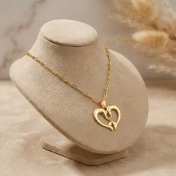 21K Gold Dual Open Heart Pendant Necklace - 2.99g - Sultan Gold - عقد قلب مزدوج ذهب عيار 21 - 2.99 غرام - ذهب السلطان