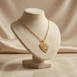 21K Gold Filigree Lace Heart Necklace - 3.05g - Sultan Gold - عقد قلب دانتيل مفرغ ذهب عيار 21 - 3.05 غرام - ذهب السلطان