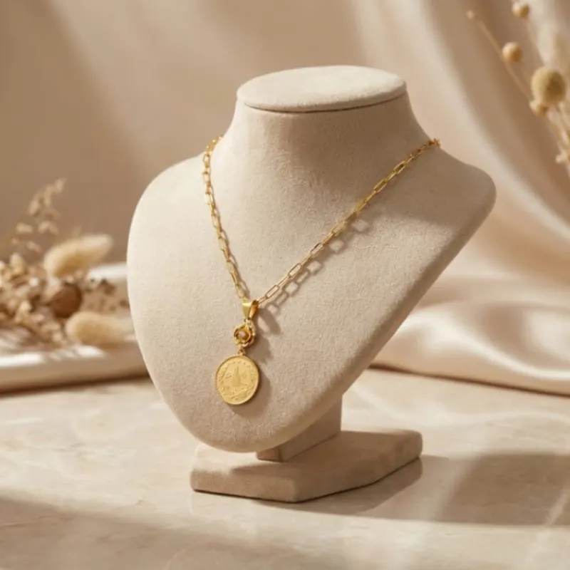 21K Gold Drop Lira Coin Medallion Necklace - 3.43g - Sultan Gold - عقد ليرة متدلية ذهب عيار 21 - 3.43 غرام - ذهب السلطان