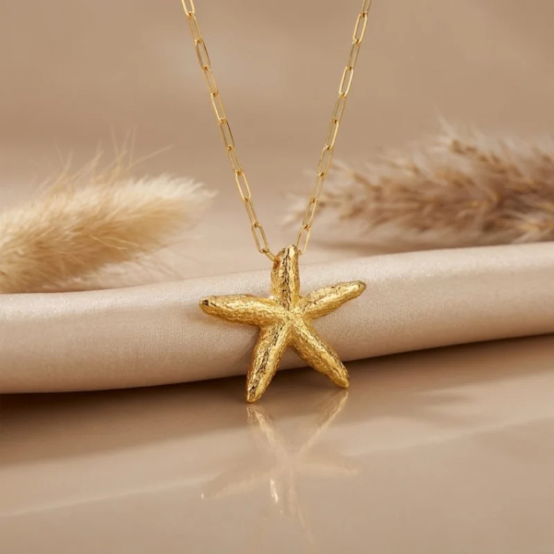 21K Gold Starfish Marine Pendant Necklace - 6.43g - Sultan Gold - عقد نجمة البحر ذهب عيار 21 - 6.43 غرام - ذهب السلطان