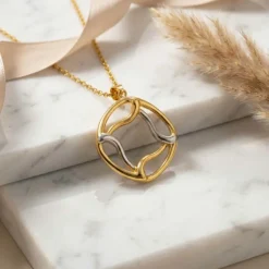 21K Two-Tone Twisted Organic Square Necklace - 8.77g - Sultan Gold - عقد مربع مموج لونين ذهب عيار 21 - 8.77 غرام - ذهب السلطان