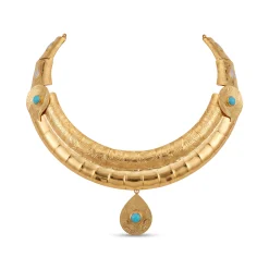 21K Royal Turquoise Charm Gold Bangle - 77.83g - Sultan Gold - سوار إسورة ذهب ملكي بتعليقة فيروز عيار 21 - 77.83 غرام - ذهب السلطان