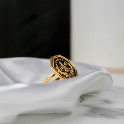 22K Heritage Octagonal Quarter Lira Ring - 3.45g - Sultan Gold - خاتم ربع ليرة مثمن ذهب عيار 22 - 3.45 غرام - ذهب السلطان