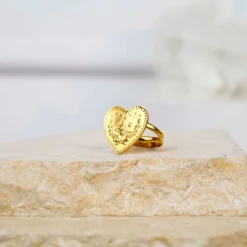 22K Heritage Lira Heart Coin Ring - 9.91g - Sultan Gold - خاتم ليرة شكل قلب ذهب عيار 22 - 9.91 غرام - ذهب السلطان