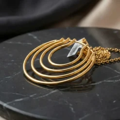 21K Gold Concentric Tiered Hoops Chandelier Necklace - 9.85g - Sultan Gold - عقد شلال أطواق دائرية ذهب عيار 21 - 9.85 غرام - ذهب السلطان