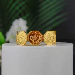 22K Heritage Octagonal Lira Coin Bracelet - 64.76g - Sultan Gold - سوار ليرات مثمنة عريض ذهب عيار 22 - 64.76 غرام - ذهب السلطان