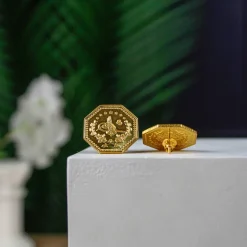 22K Heritage Octagonal Half Lira Stud Earrings - 8.21g - Sultan Gold - أقراط نصف ليرة مثمنة ذهب عيار 22 - 8.21 غرام - ذهب السلطان