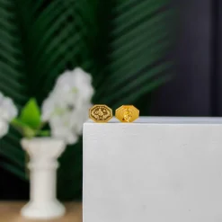 22K Heritage Octagonal Lira Coin Stud Earrings - 15.42g - Sultan Gold - أقراط ليرة مثمنة ذهب عيار 22 - 15.42 غرام - ذهب السلطان