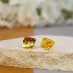 22K Heritage Square Lira Stud Earrings - 8.4g - Sultan Gold - أقراط ليرة مربعة ذهب عيار 22 - 8.4 غرام - ذهب السلطان