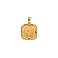 22K Heritage Scalloped Square Lira Coin Pendant - 10.95g - Sultan Gold - تعليقة ليرة مربعة موردة ذهب عيار 22 - 10.95 غرام - ذهب السلطان