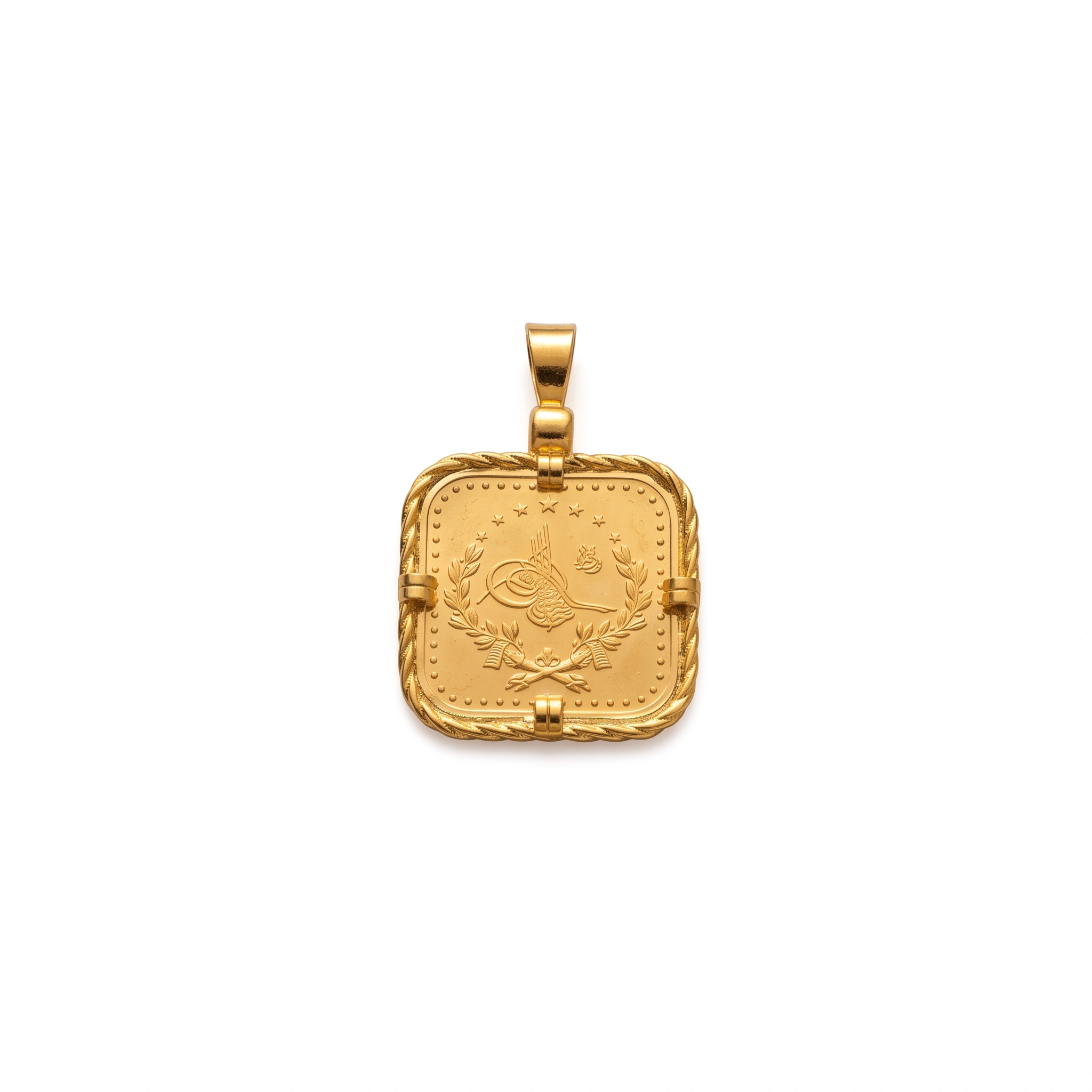 22K Heritage Scalloped Square Lira Coin Pendant - 10.95g - Sultan Gold - تعليقة ليرة مربعة موردة ذهب عيار 22 - 10.95 غرام - ذهب السلطان