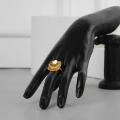 22K Heritage Floral Cup Lira Signet Ring - 12.92g - Sultan Gold - خاتم ليرة كاسكيتا وردة ذهب عيار 22 - 12.92 غرام - ذهب السلطان