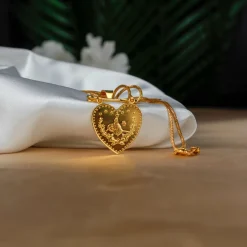 22K Heritage Lira Heart Pin Pendant - 10.83g - Sultan Gold - تعليقة ليرة شكل قلب مع دبوس ذهب عيار 22 - 10.83 غرام - ذهب السلطان