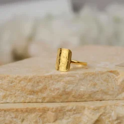 22K Heritage Square Quarter Lira Ring - 3.37g - Sultan Gold - خاتم ربع ليرة مربع ذهب عيار 22 - 3.37 غرام - ذهب السلطان
