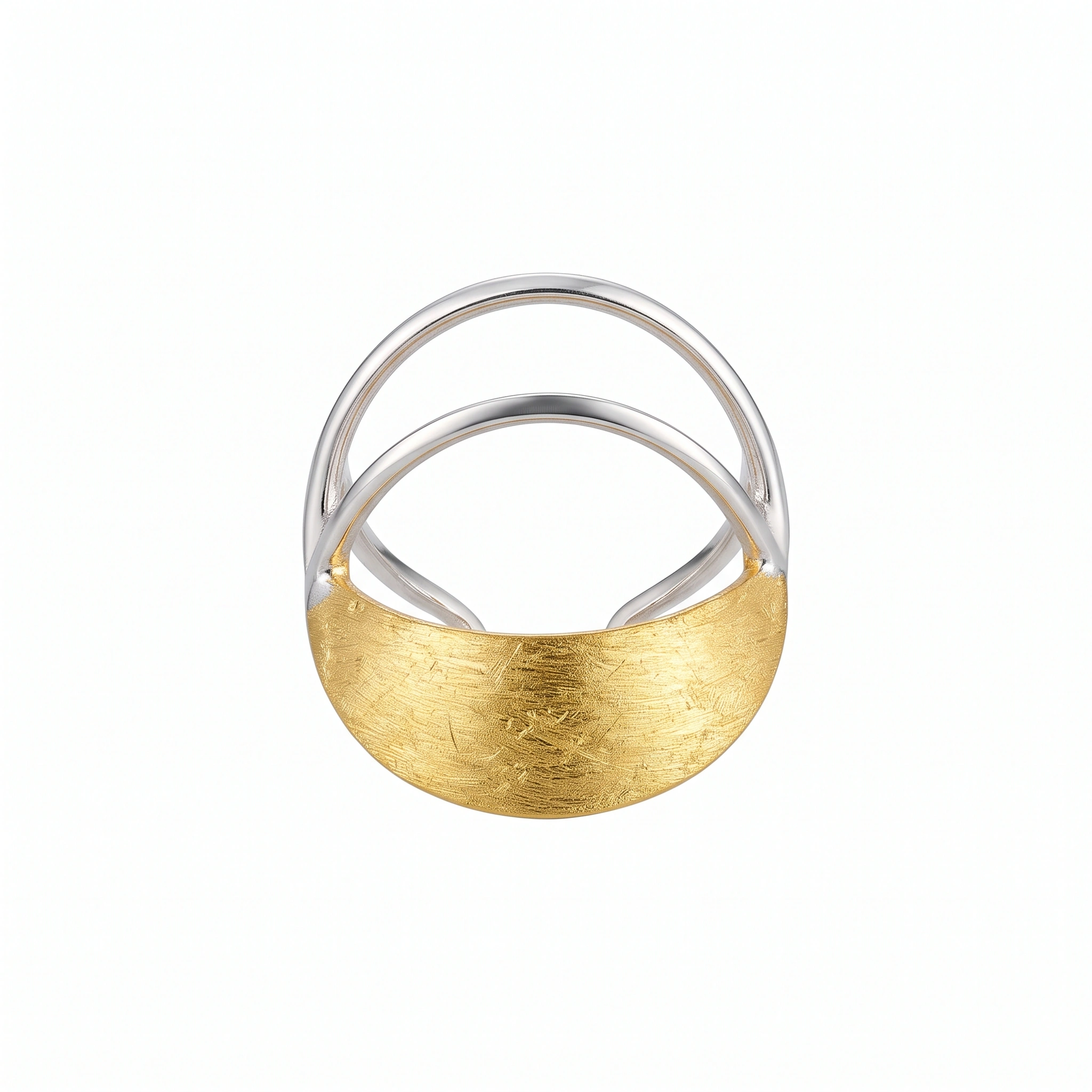 21K Two-Tone Double Crescent Moon Drop Earrings - 35.83g - Sultan Gold - أقراط هلال مزدوج لونين ذهب عيار 21 - 35.83 غرام - ذهب السلطان