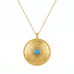 21K Turquoise Sunburst Heritage Gold Ring - 28.71g - Sultan Gold - خاتم ذهب تراثي مرصع بالفيروز عيار 21 - 28.71 غرام - ذهب السلطان