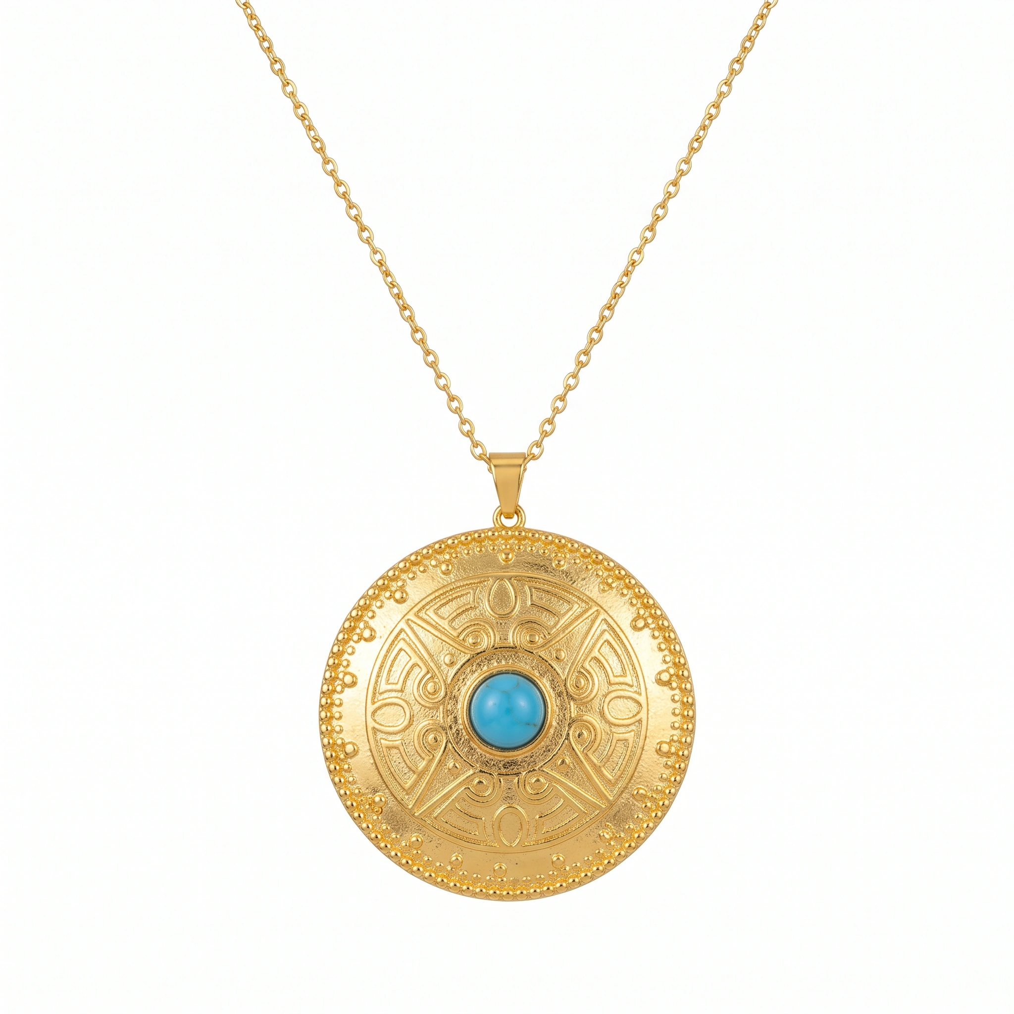21K Turquoise Sunburst Heritage Gold Ring - 28.71g - Sultan Gold - خاتم ذهب تراثي مرصع بالفيروز عيار 21 - 28.71 غرام - ذهب السلطان