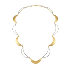 21K Two-Tone Double Crescent Moon Drop Earrings - 35.83g - Sultan Gold - أقراط هلال مزدوج لونين ذهب عيار 21 - 35.83 غرام - ذهب السلطان