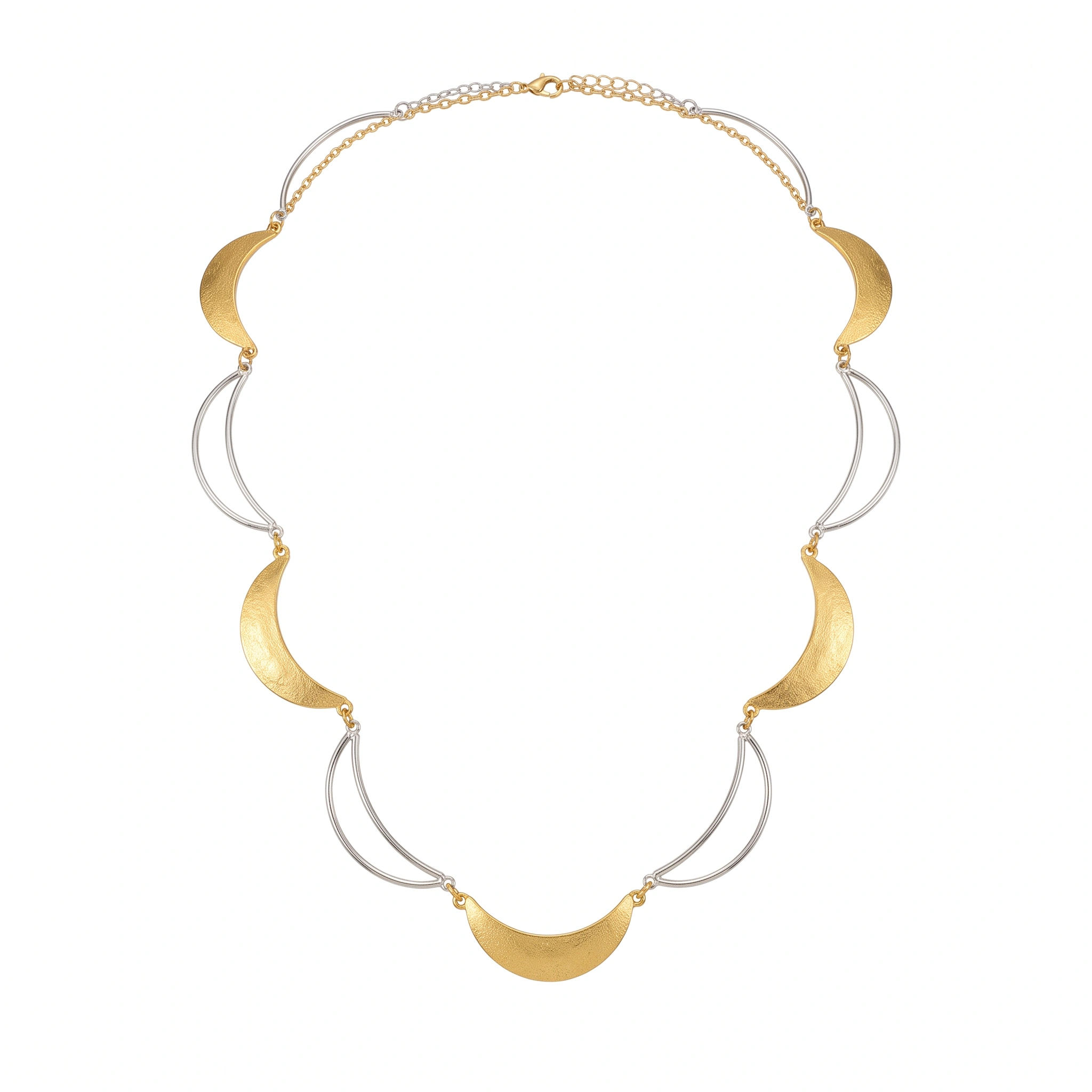 21K Two-Tone Double Crescent Moon Drop Earrings - 35.83g - Sultan Gold - أقراط هلال مزدوج لونين ذهب عيار 21 - 35.83 غرام - ذهب السلطان