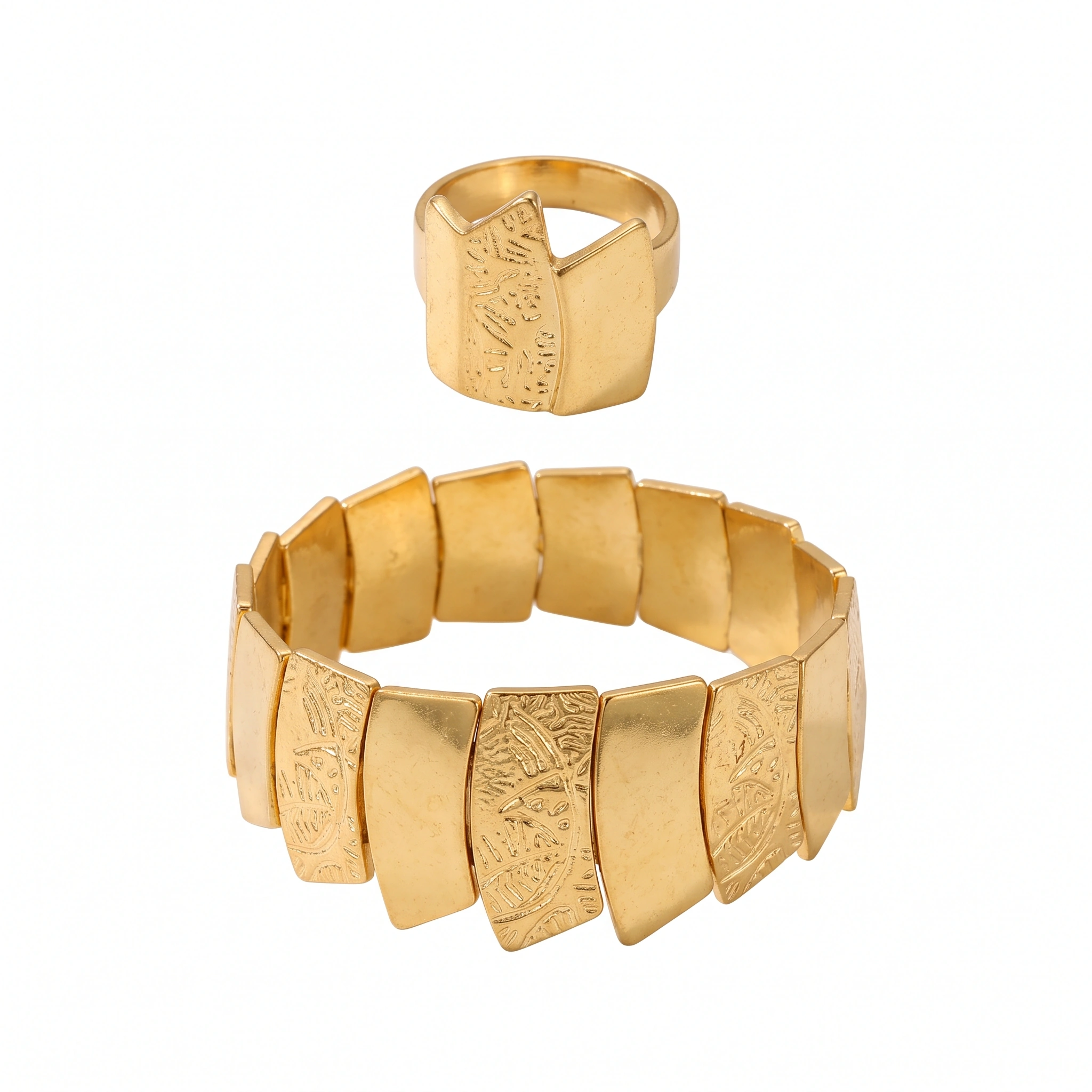 21K Modern Geometric Tiered Gold Earrings - 71.37g - Sultan Gold - أقراط ذهب هندسية فاخرة عيار 21 - 71.37 غرام - ذهب السلطان