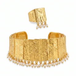 21K Pearl Radiance Cleopatra Gold Choker - 56.66g - Sultan Gold - طوق كليوباترا ولؤلؤ ذهب عيار 21 - 56.66 غرام - ذهب السلطان