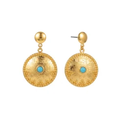 21K Turquoise Sunburst Heritage Gold Ring - 28.71g - Sultan Gold - خاتم ذهب تراثي مرصع بالفيروز عيار 21 - 28.71 غرام - ذهب السلطان