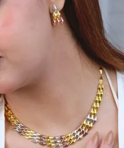 21K Bold Modern Tri-Color Gold Set - 73.14g - الصورة 4