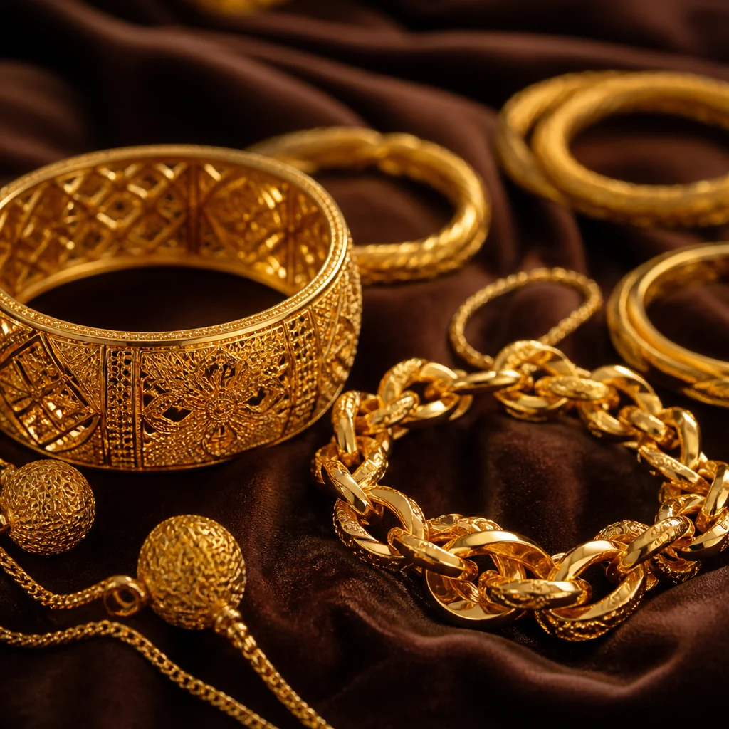 Elegant gold jewelry set - Sultan Gold - مجموعة مجوهرات ذهبية أنيقة - ذهب السلطان