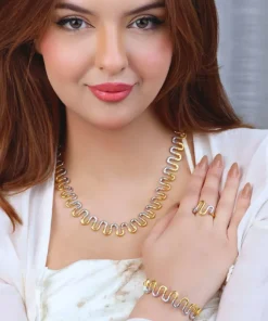 21K Luxury Modern Wavy Gold & Silver Set (S-Shaped Design) - 38.67g