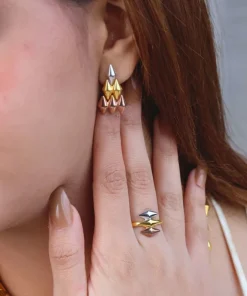 Alternative view of 21K Bold Modern Tri-Color Gold Set - 73.14g