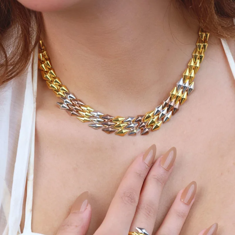 21K Bold Modern Tri-Color Gold Set - 73.14g