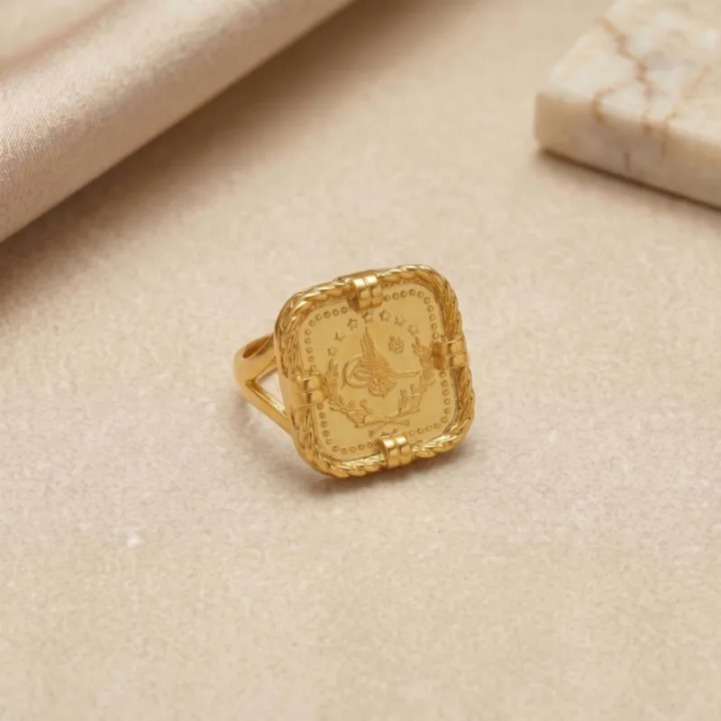 22K Heritage Leera Coin Ring - 6.08g - الصورة 2